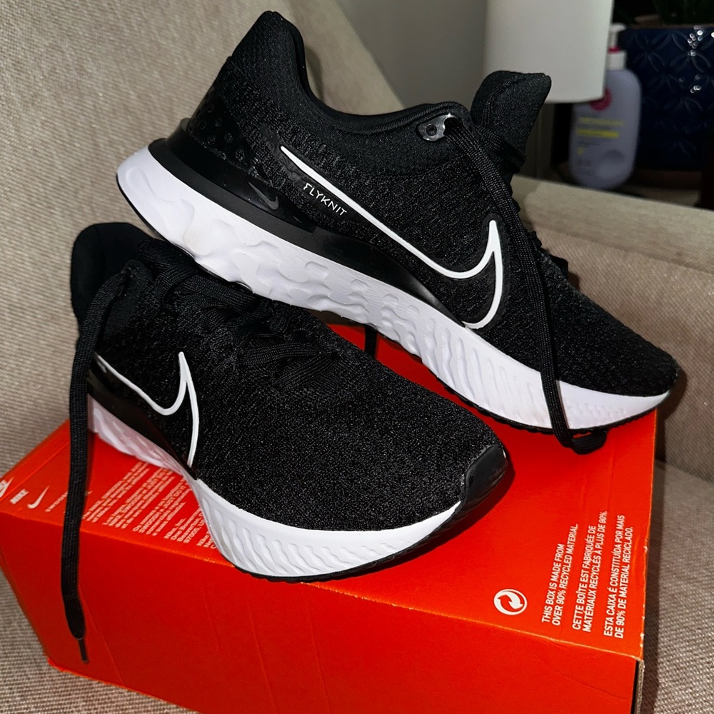 Nike React Infinity Run FK 3 Black/White Running Shoes Mens 10.5